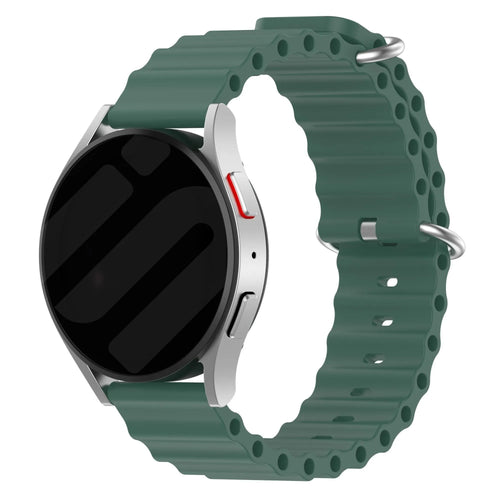 Silicone Ocean Strap, dark green, on a watch, 3/4 front view