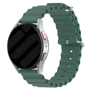 Silicone Ocean Strap, dark green, on a watch, 3/4 front view