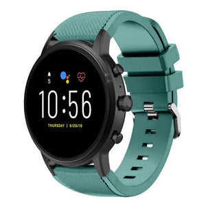 Twill Silicone Strap, viridian, on a watch, 3/4 front view