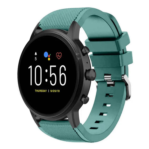 Twill Silicone Strap, viridian, on a watch, 3/4 front view