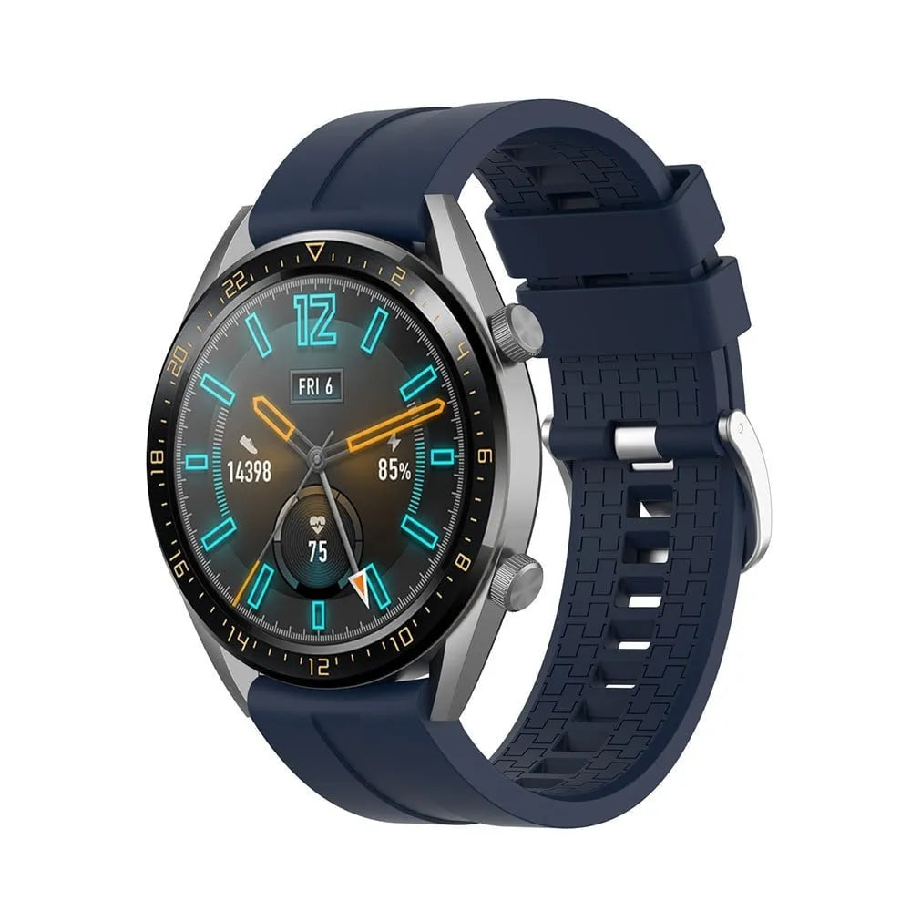 Silicone Strap 'Extreme', dark blue, on a watch, 3/4 front view