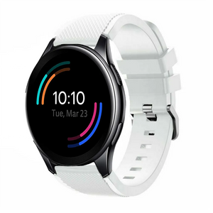 Twill Silicone Strap, white, on a watch, 3/4 front view