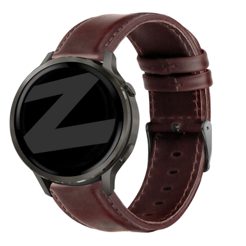 Bandz Garmin Vivomove Style Leather Strap 'Classic' (Dark Brown)