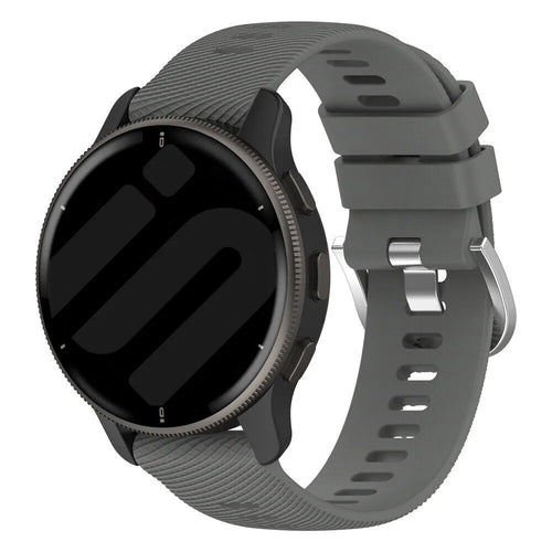 Silicone Strap, dark grey, on a watch, 3/4 front view