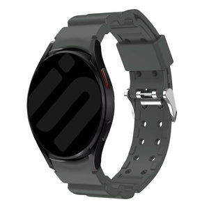 Silicone Strap 'Armour', dark grey, on a watch, 3/4 front view