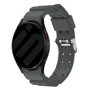 Silicone Strap 'Armour', dark grey, on a watch, 3/4 front view