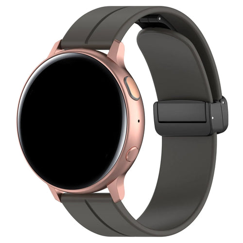 D-Buckle Silicone Strap, dark grey, on a watch, 3/4 front view