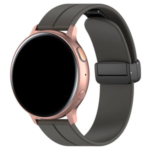 D-Buckle Silicone Strap, dark grey, on a watch, 3/4 front view