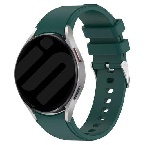 Silicone Strap 'Perfect Fit', dark green, on a watch, 3/4 front view