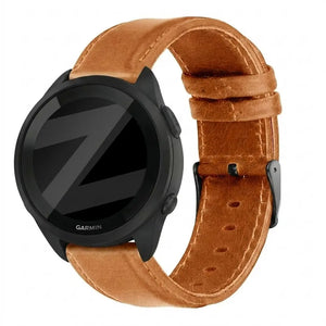 Bandz Garmin Forerunner 165 Leather Strap 'Classic' (Brown)