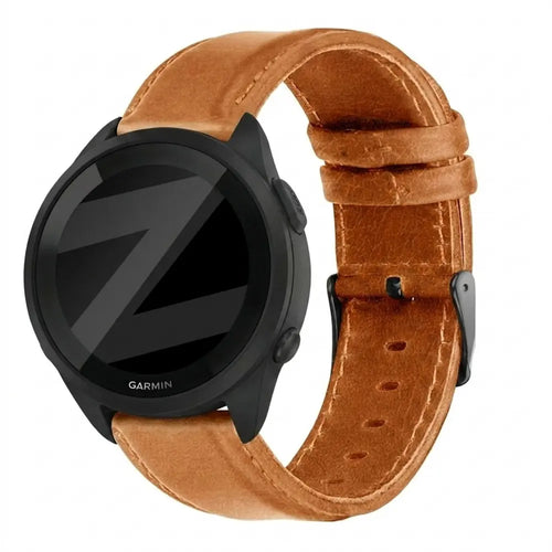 Bandz Garmin Forerunner 165 Leather Strap 'Classic' (Brown)