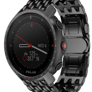 Steel Dragon Strap, black, on a watch, 3/4 front view