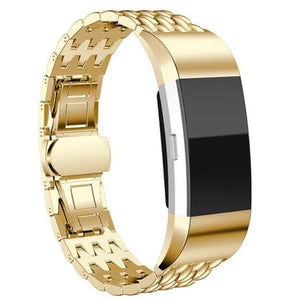 Steel Dragon Strap, gold, on a watch, 3/4 front view