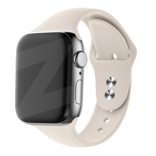 Dual Snap Silicone Strap, starlight, on a watch, 3/4 front view