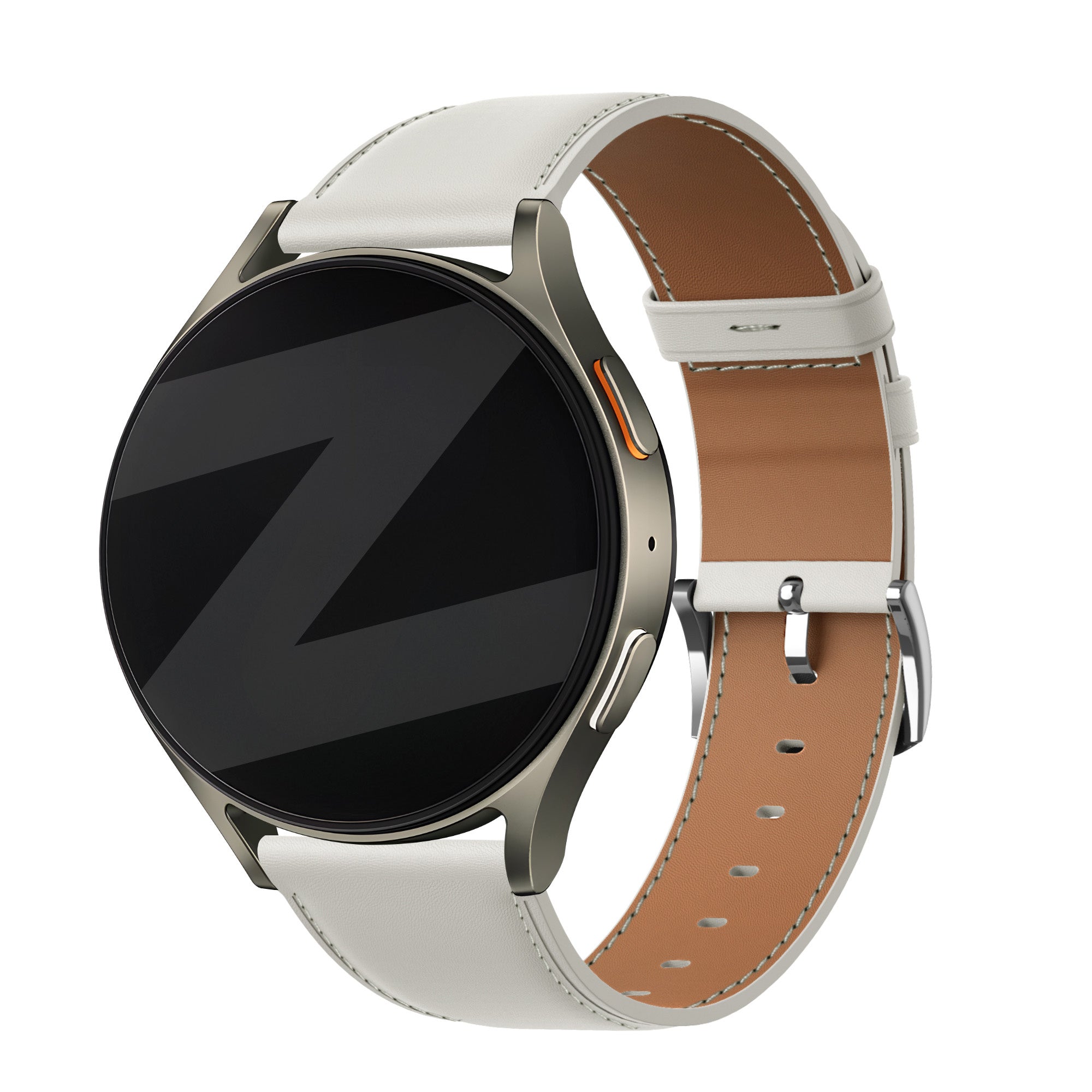 Bandz Bracelet cuir 'Easy Fit' Huawei Watch 5 - 42mm (blanc)