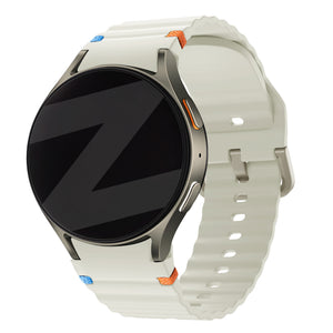 Silicone Wave Strap 'Easy Fit', starlight, on a watch, 3/4 front view