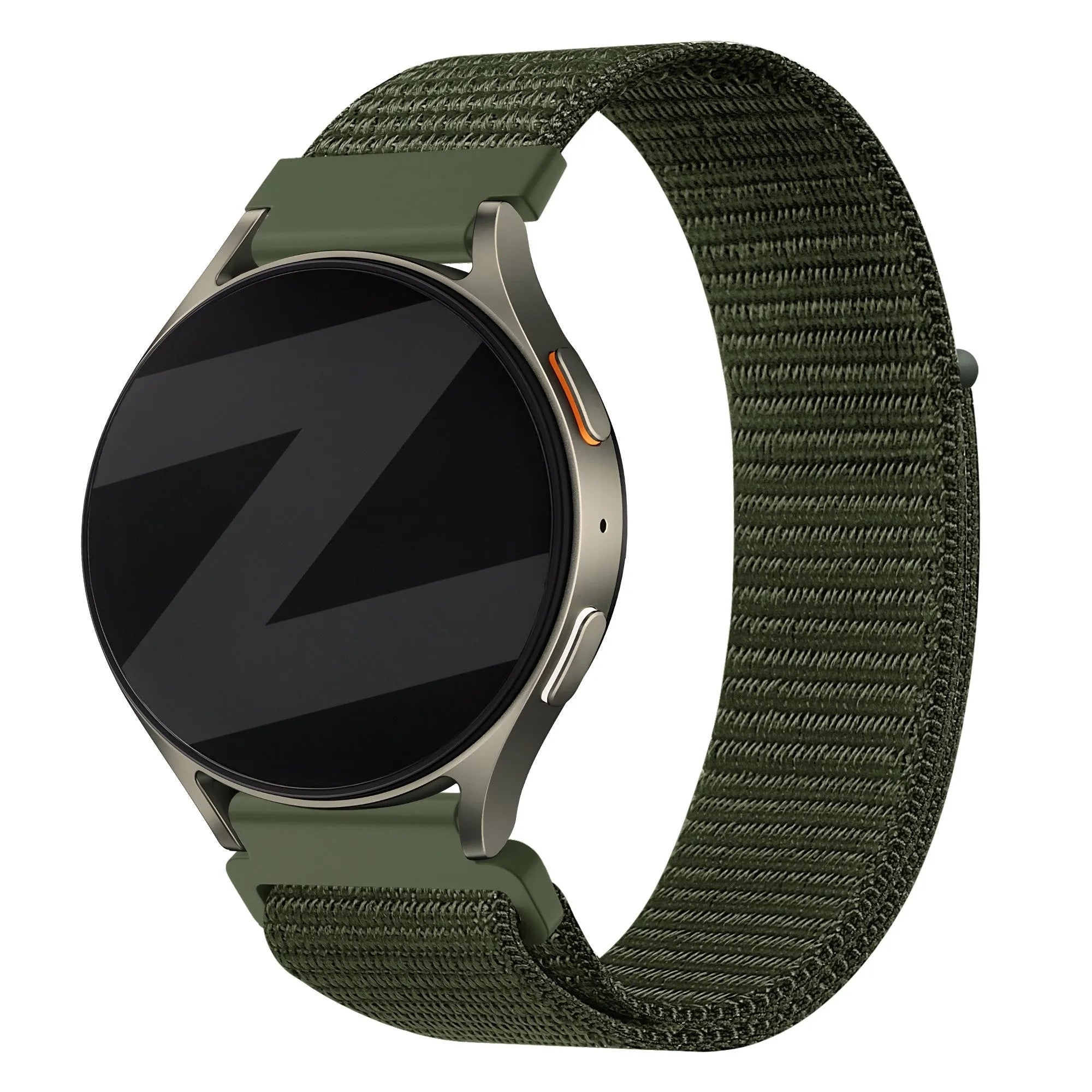 Nylon Strap 'Easy Fit', green, on a watch, 3/4 front view