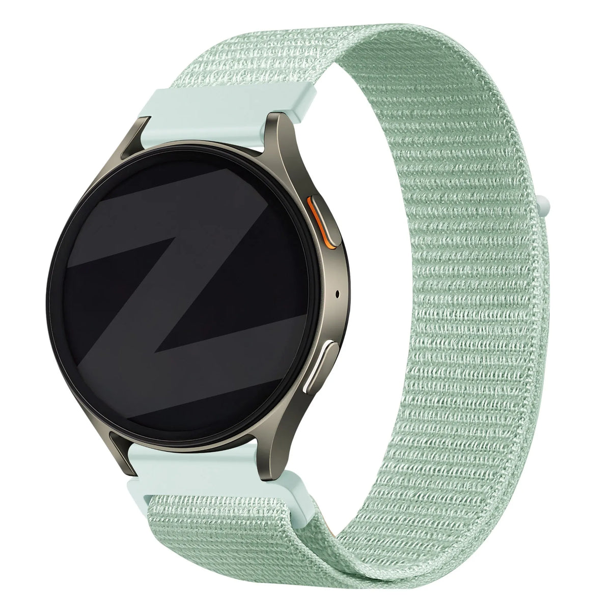 Nylon Strap 'Easy Fit', light green, on a watch, 3/4 front view