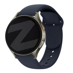 Silicone Sport Strap 'Easy Fit', dark blue, on a watch, 3/4 front view