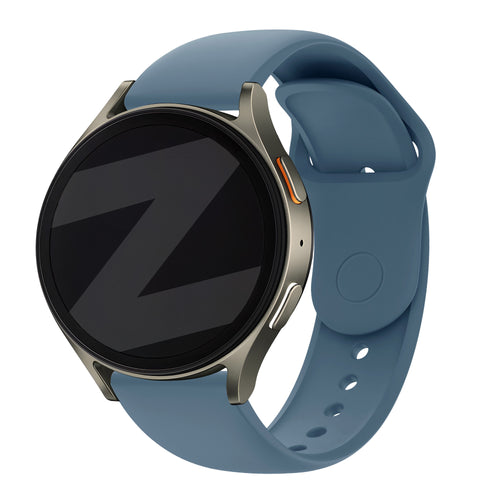 Silicone Sport Strap 'Easy Fit', blue, on a watch, 3/4 front view