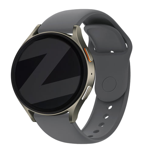 Silicone Sport Strap 'Easy Fit', grey, on a watch, 3/4 front view