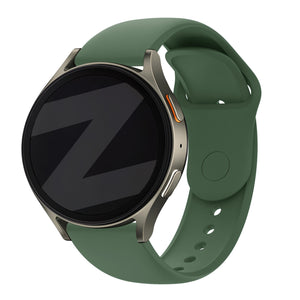 Silicone Sport Strap 'Easy Fit', green, on a watch, 3/4 front view
