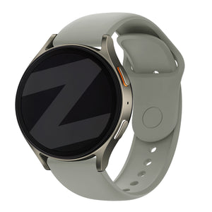 Silicone Sport Strap 'Easy Fit', light grey, on a watch, 3/4 front view
