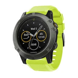 Silicone Strap, light green, on a watch, 3/4 front view
