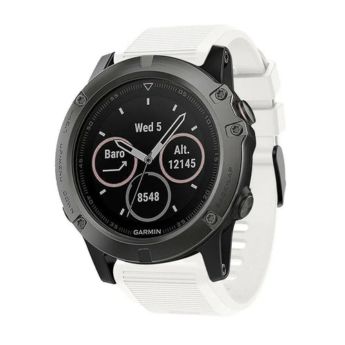 Silicone Strap, white, on a watch, 3/4 front view
