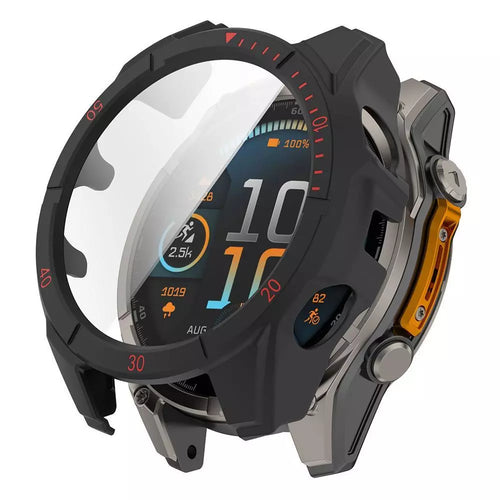 Coque rigide avec verre Garmin Fenix 8 - 47mm SOLAR (noir/rouge)