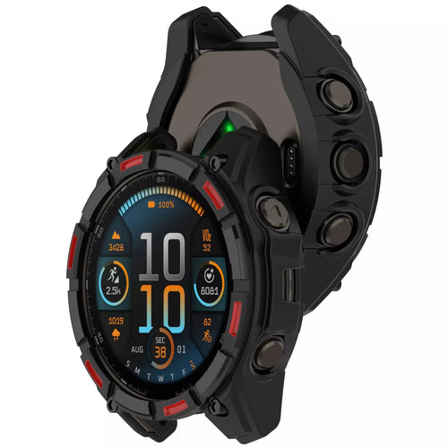 Coque TPU robuste Garmin Fenix 8 - 51mm SOLAR (noir/rouge)