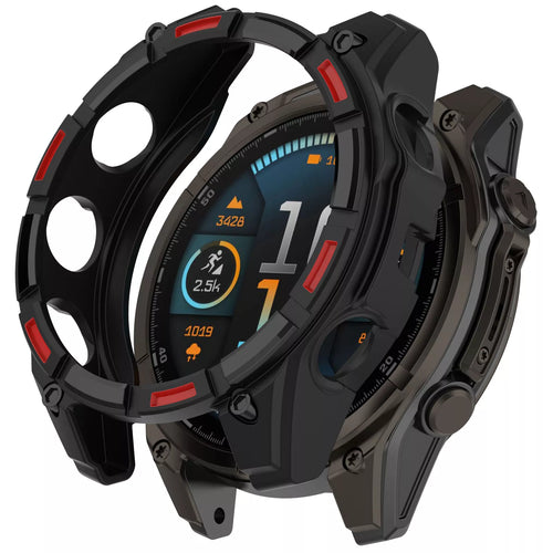 Coque TPU robuste Garmin Fenix 8 - 51mm SOLAR (noir/rouge)