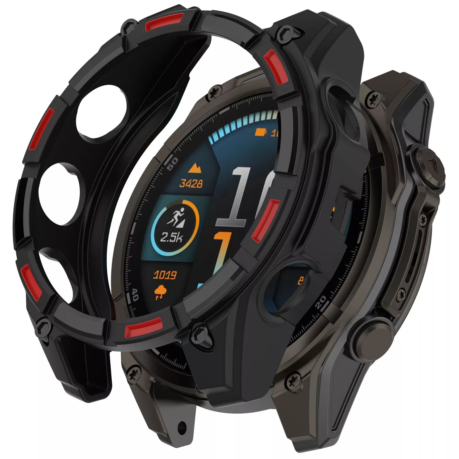 Coque TPU robuste Garmin Fenix 8 - 51mm SOLAR (noir/rouge)