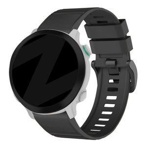 Buckled Silicone Strap, black, on a watch, 3/4 front view
