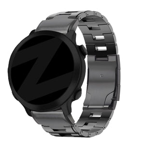 Titanium Link Strap, grey, on a watch, 3/4 front view
