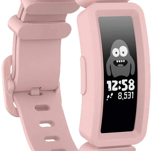 Silicone Strap, pink, on a watch, 3/4 front view