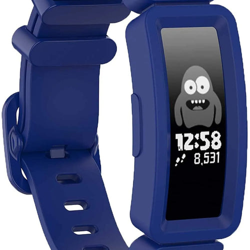 Silicone Strap, dark blue, on a watch, 3/4 front view