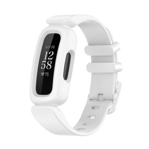 Silicone Strap, white, on a watch, 3/4 front view