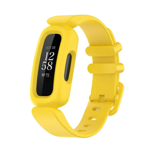 Silicone Strap, yellow, on a watch, 3/4 front view