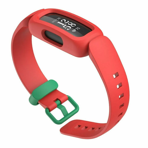 Silicone Strap, red/green, on a watch, 3/4 front view