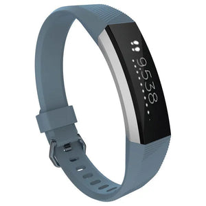 Silicone Strap, grey-blue, on a watch, 3/4 front view