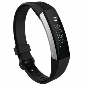 Silicone Strap, black, on a watch, 3/4 front view