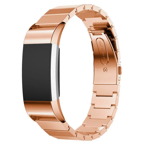 Metal Strap, rose gold, on a watch, 3/4 front view