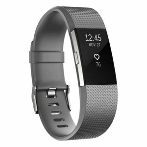 Silicone Strap, grey, on a watch, 3/4 front view