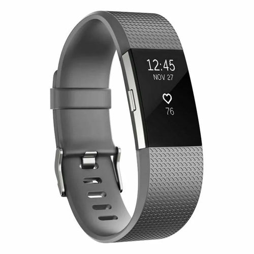Silicone Strap, grey, on a watch, 3/4 front view