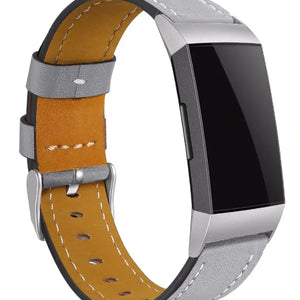 Modern Leather Strap, grey, on a watch, 3/4 front view