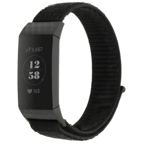 Nylon Strap, black, on a watch, 3/4 front view