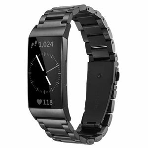 Steel Strap, black, on a watch, 3/4 front view