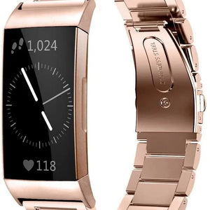 Steel Strap, rose gold, on a watch, 3/4 front view