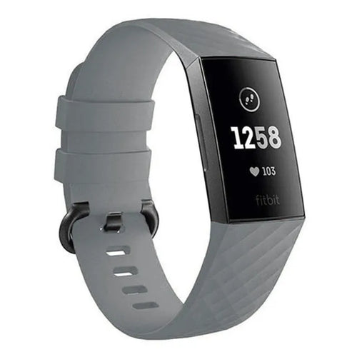Silicone Strap, grey, on a watch, 3/4 front view